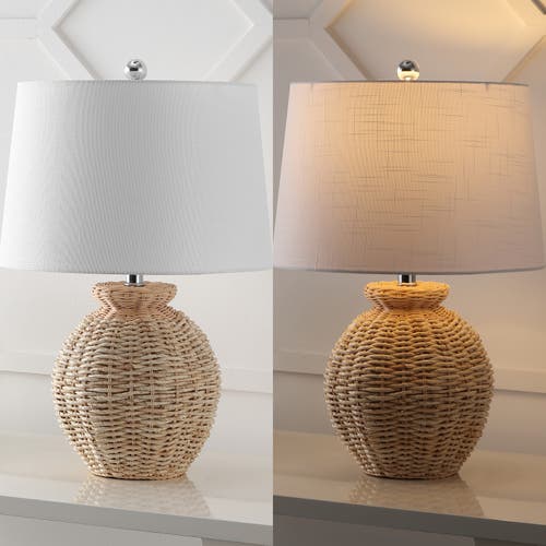 Jonathan Y Nora 22" Rustic Coastal Rattan Globe Led Table Lamps, Brown In Brown