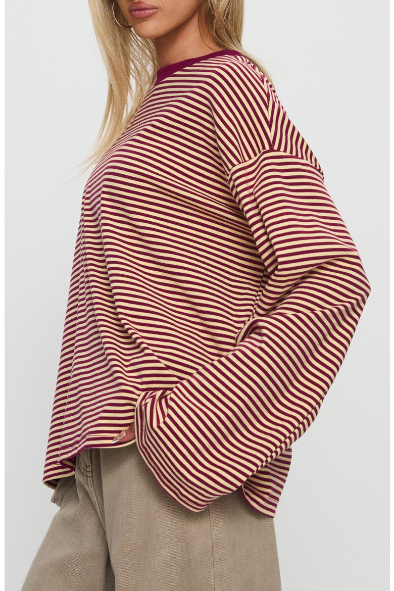 Settle Down Stripe Oversize T-Shirt, Alternate, color, BURGUNDY