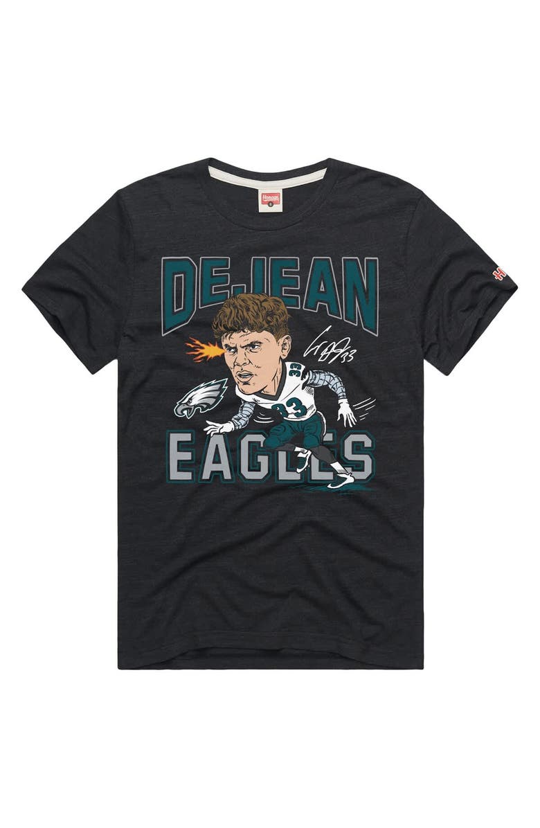 Homage Unisex Homage Cooper DeJean Charcoal Philadelphia Eagles Caricature Player Graphic Tri-Blend T-Shirt, Main, color, Charcoal
