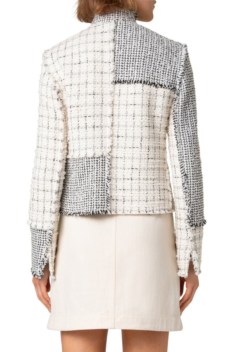 Mixed Check Tweed Jacket, Alternate, color, BLACK-CREAM