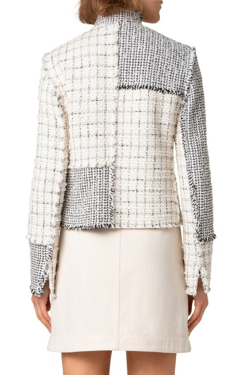 Akris Punto Mixed Check Tweed Jacket In Black-cream