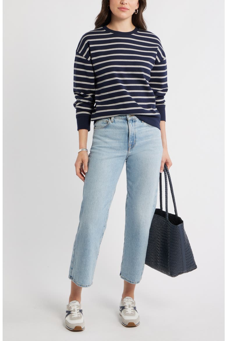 Stripe Pullover Sweatshirt, Alternate, color, NAVY S IVORY SABRINA STRIPE