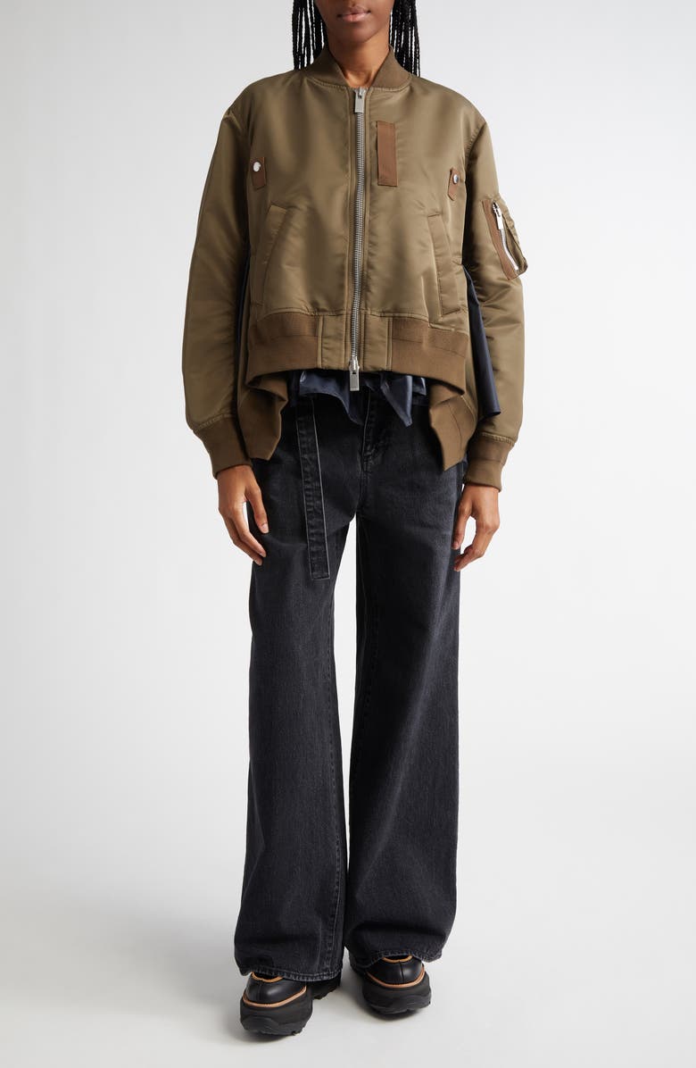 Sacai Belted Wide Leg Jeans, Alternate, color, Black 001