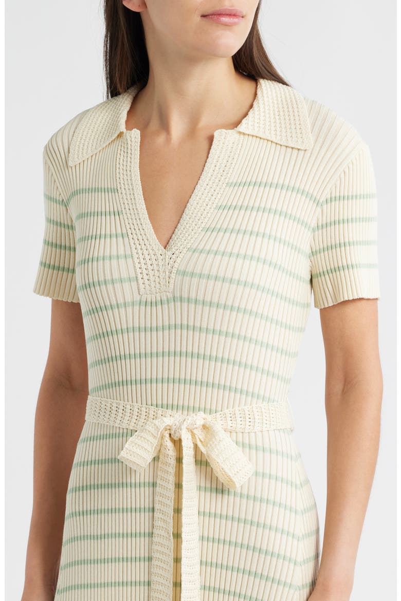 Stripe Ribbed Polo Sweater Dress, Alternate, color, IVORY/ MINT