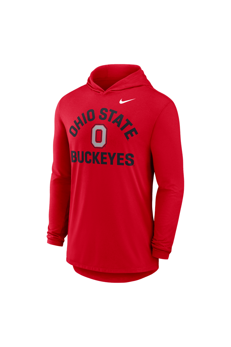 Men's Nike Scarlet Ohio State Buckeyes Primetime Arch Tri-Blend Dri-FIT Long Sleeve Hooded T-Shirt, Alternate, color, Scarlet