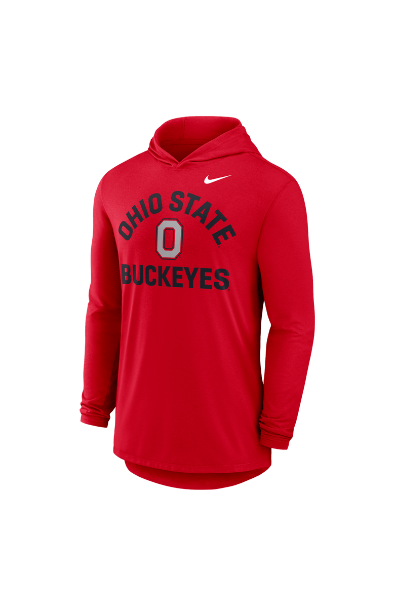 Nike Men's Nike Scarlet Ohio State Buckeyes Primetime Arch Tri-Blend Dri-FIT Long Sleeve Hooded T-Shirt, Alternate, color, Scarlet