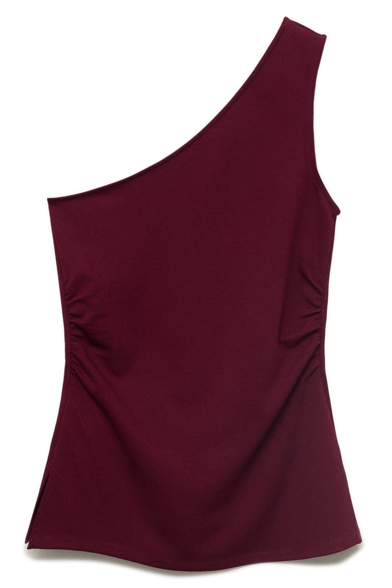 Ruched One-Shoulder Top, Alternate, color, BURGUNDY