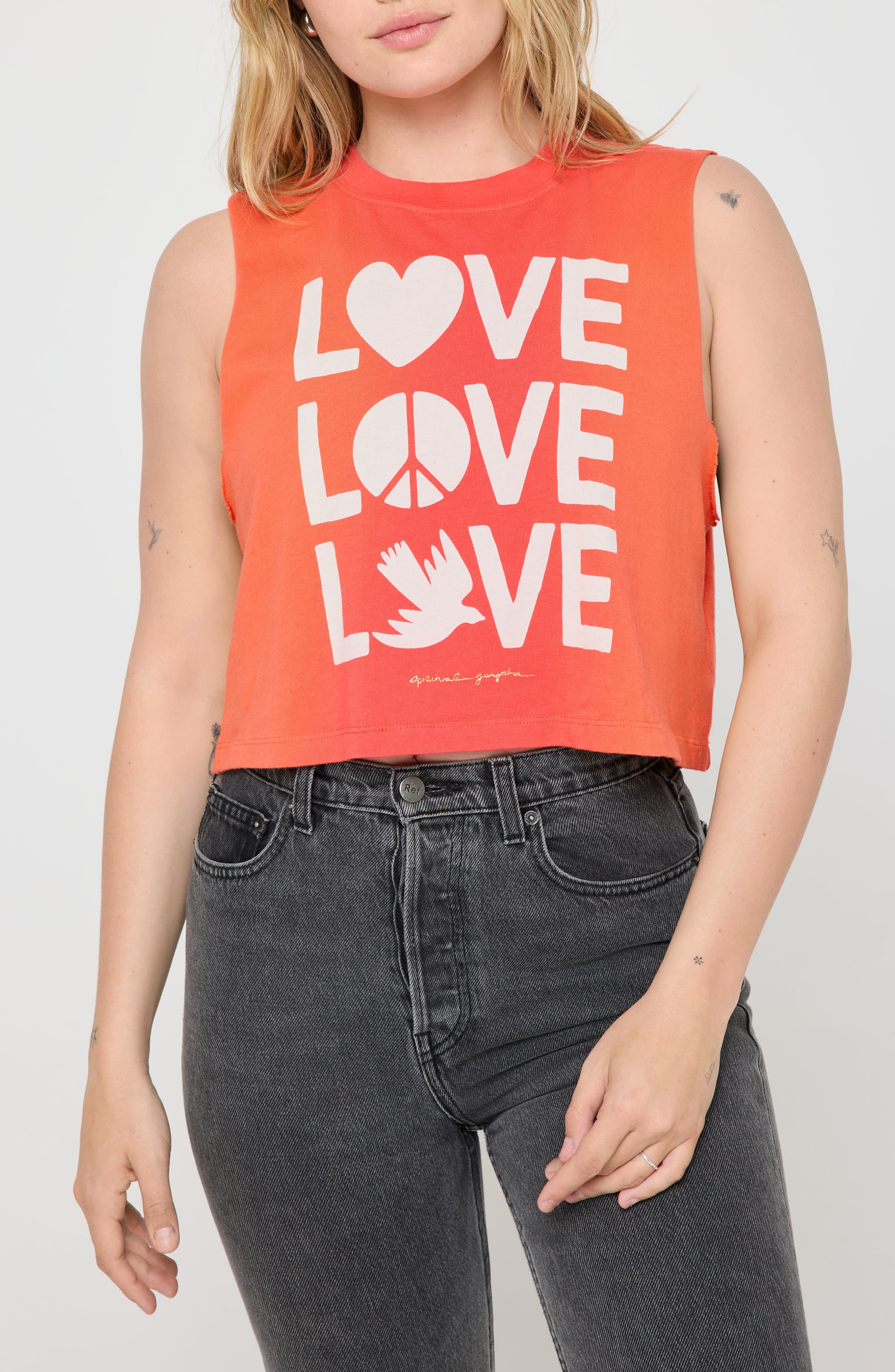 Spiritual Gangster Love Shine Callie Crop Graphic Tank