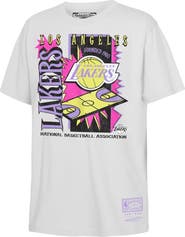 Mitchell & Ness Youth Mitchell & Ness White Los Angeles Lakers Neon Court Shock T-Shirt