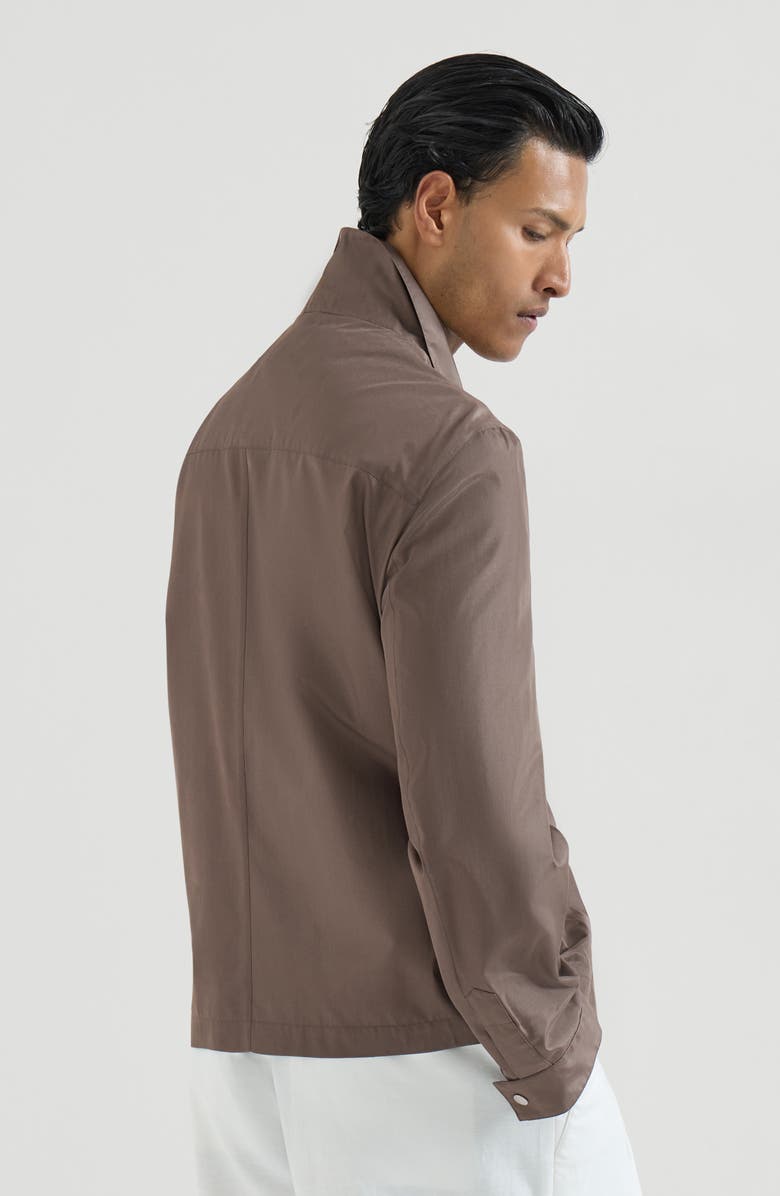 Brunello Cucinelli Silk outerwear jacket, Alternate, color, Hazelnut