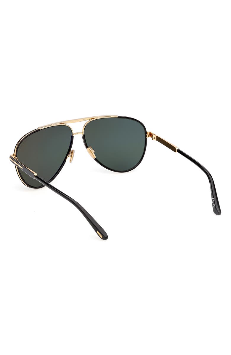 TOM FORD Rupert 63mm Pilot Sunglasses, Alternate, color, Shiny Black Gunmetal/ Green