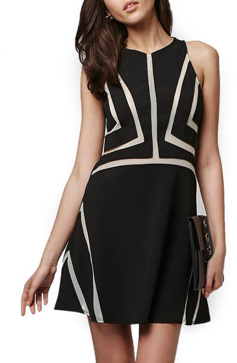 Mesh Contrast Sleeveless A-Line Dress