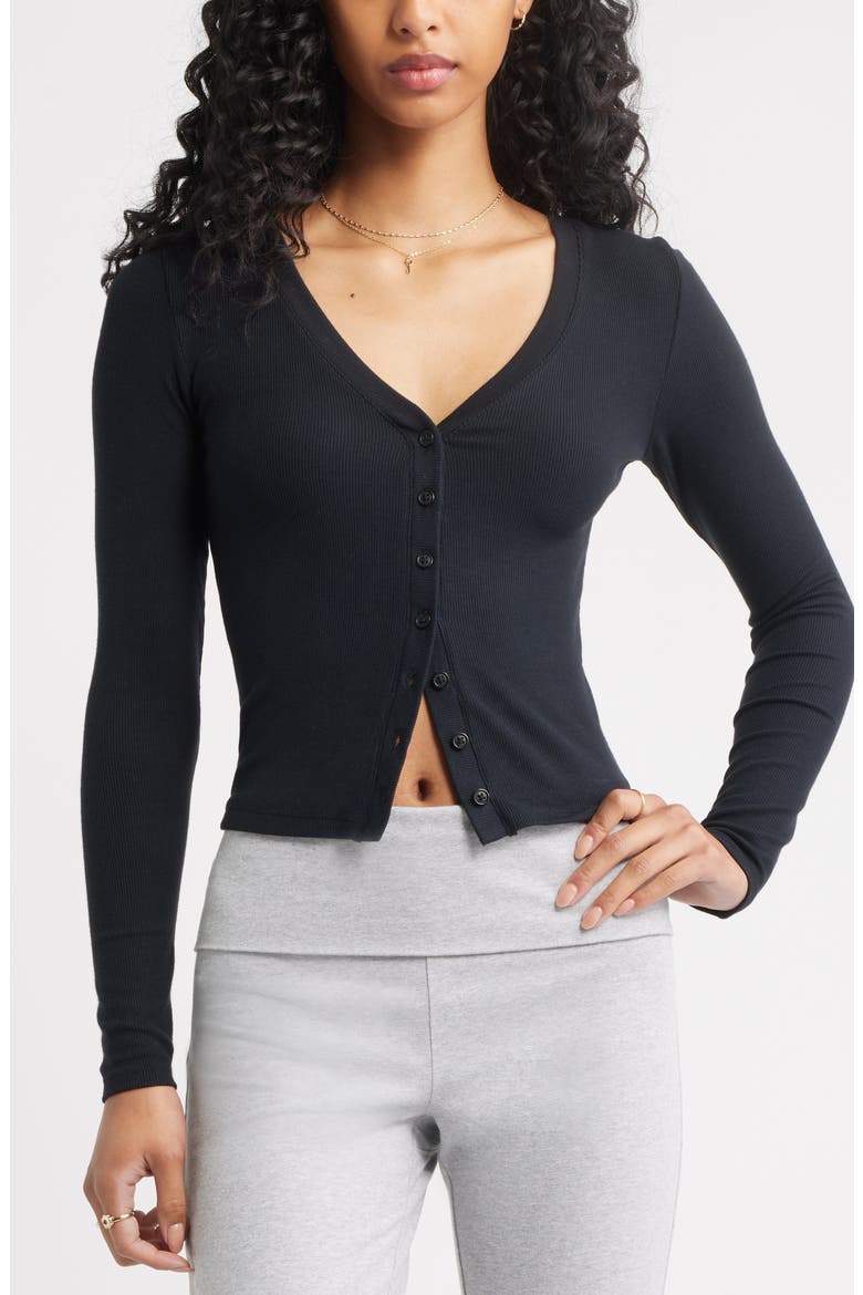 Rib Cardigan, Main, color, BLACK