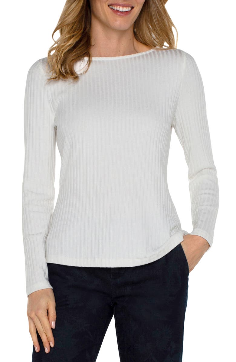 Liverpool Los Angeles Rib Boat Neck Top, Main, color, Snow