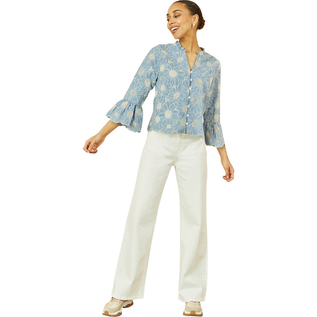 Yumi Daisy Broderie Shirt In Blue