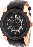 Heritor Automatic Daniels Semi-Skeleton Leather-Band Watch