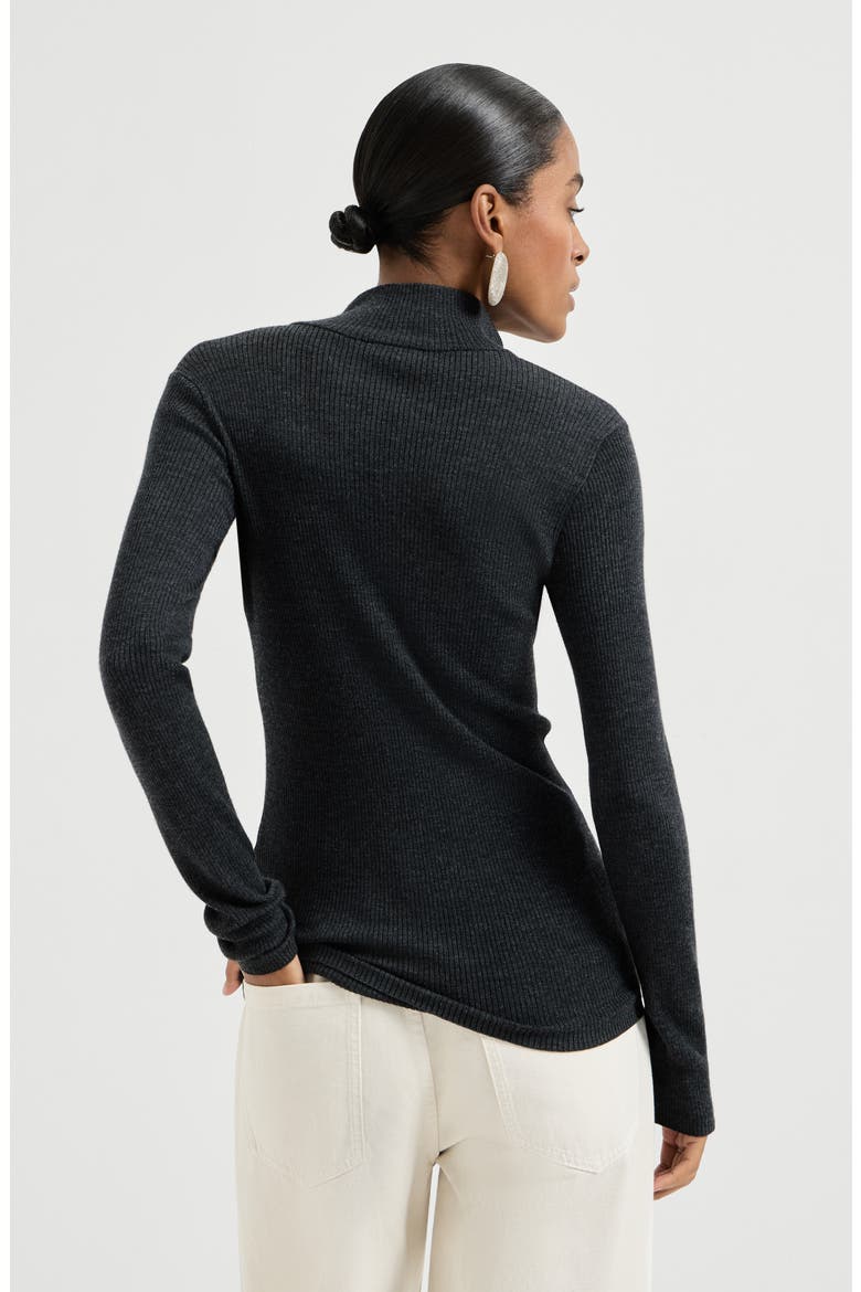 Virgin wool and cashmere sweater, Alternate, color, Anthracite