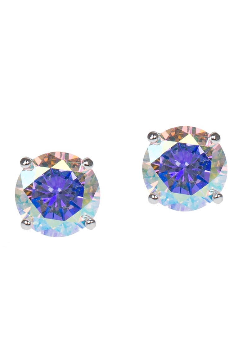 Round CZ Stud Earrings, Main, color, CLEAR/SILVER