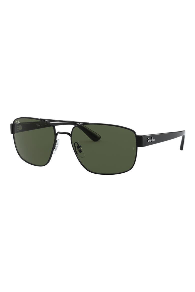 60mm Navigator Sunglasses, Alternate, color, BLACK/ GREEN
