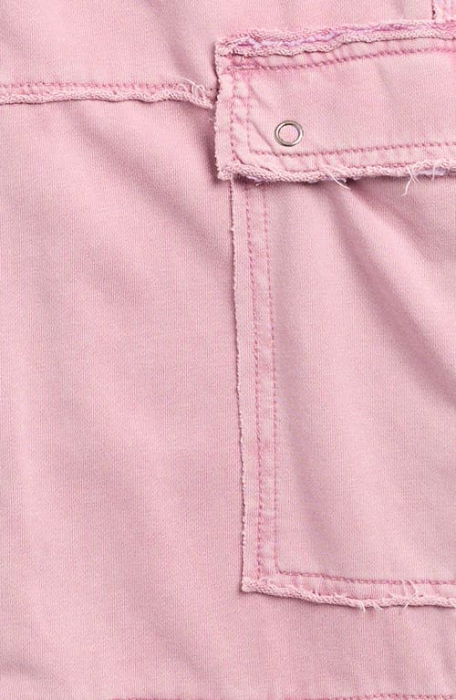 Tractr Kids' French Terry Wide Leg Cargo Pants In Pink