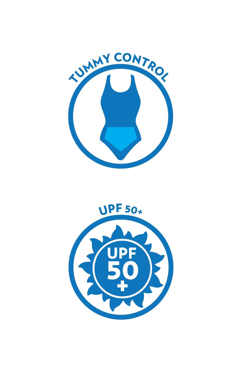 Swim 365 Scoop-Neck Blouson Tummy Control Two-Piece Swim Set, Alternate, color, Black Palm