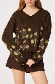ASTR the Label Bowie V-Neck Floral Sweater