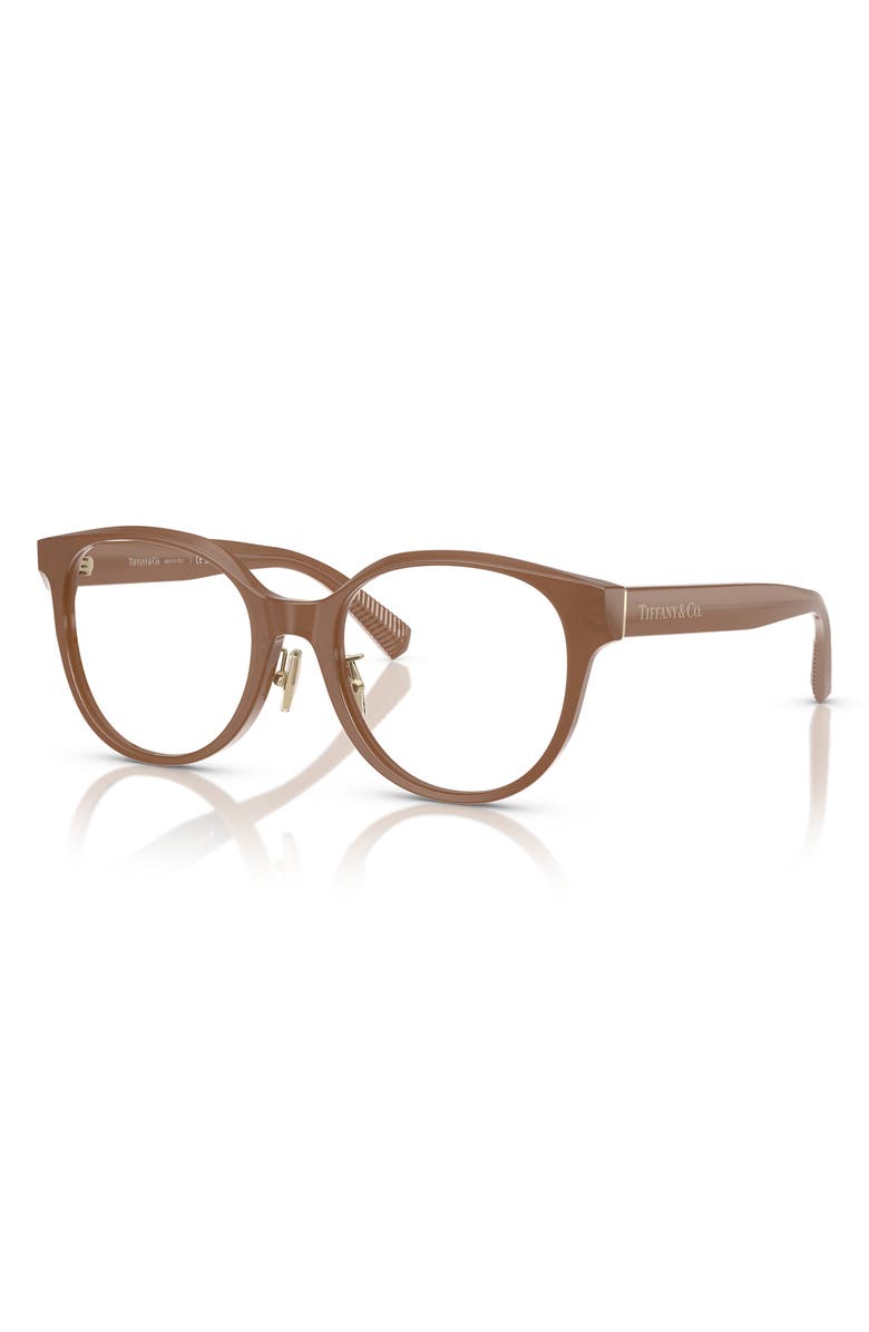 Tiffany & Co. 52mm Round Optical Glasses, Alternate, color, Opal Brown