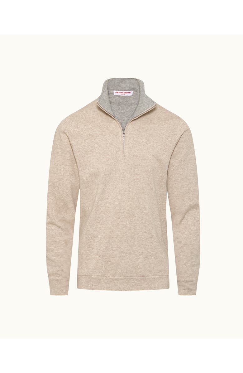 Orlebar Brown Isar Cashmere Classic Fit Cashmere Blend Half Zip, Main, color, Biscuit Melange