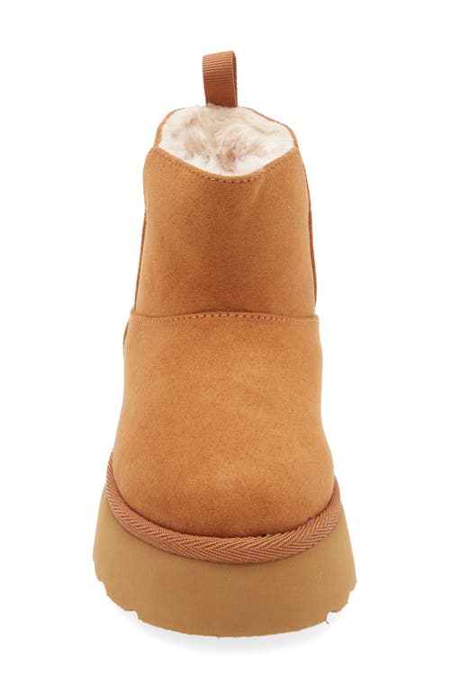 Harper Canyon Kid's Ezra Faux Fur Lined Platform Bootie In Tan Chestnut
