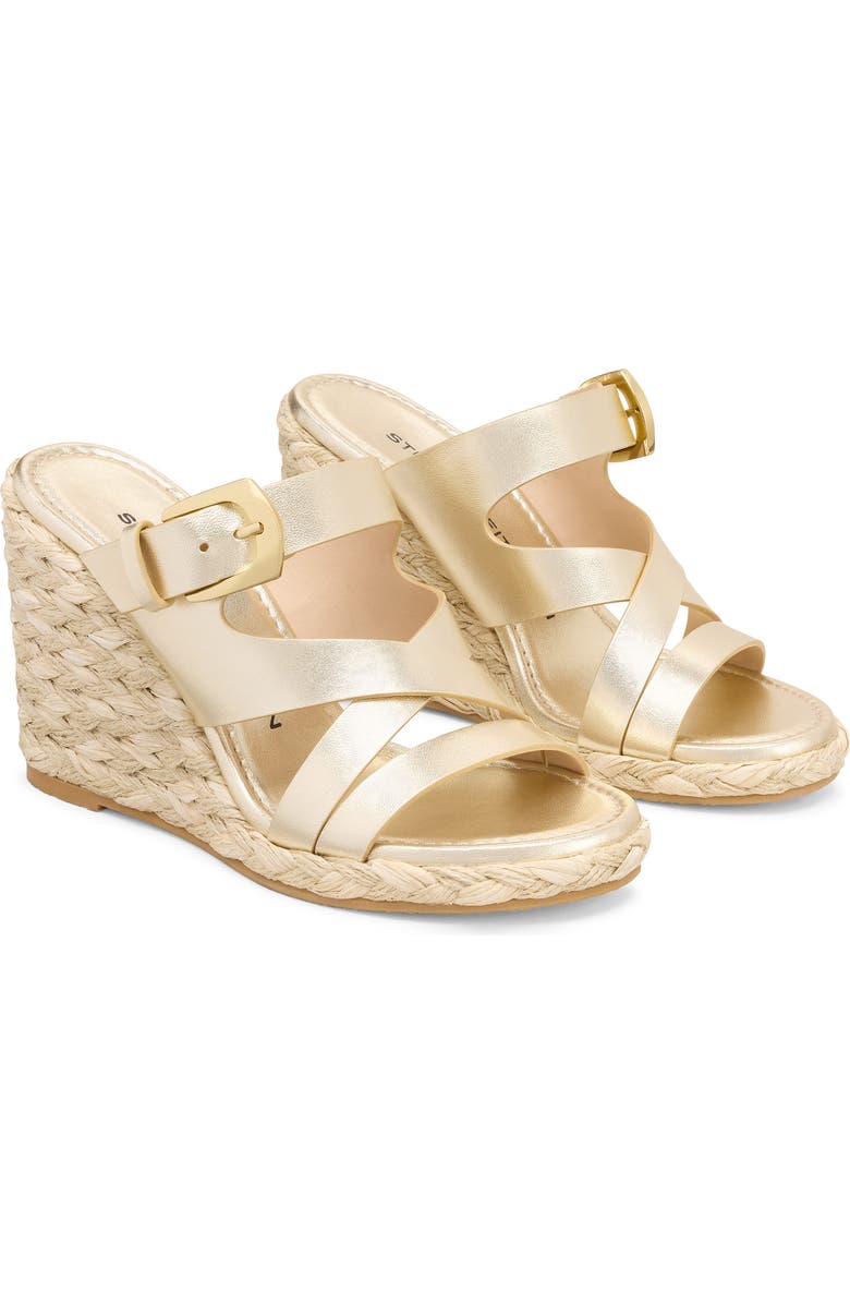 Stuart Weitzman Sai Wedge Sandal, Alternate, color, Light Gold