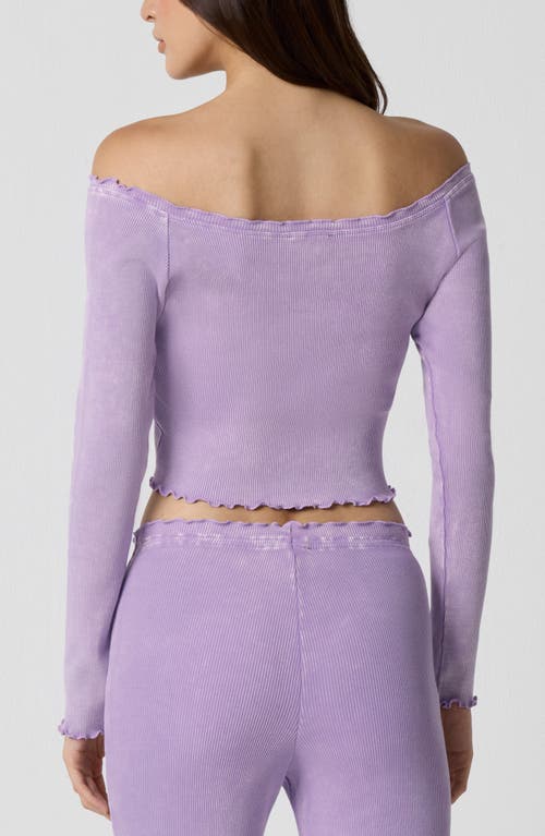 Florence By Mills Core Washed Off The Shoulder Rib Top In Purple