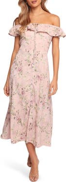 Petal & Pup Lauryn Floral Off the Shoulder Midi Dress
