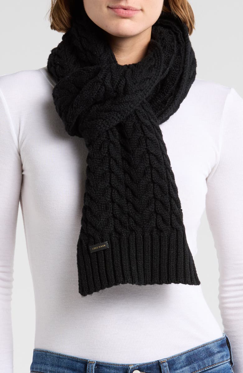 Cole Haan Wishbone Cable Knit Scarf, Main, color,