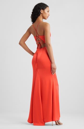 Tie Back Satin Gown