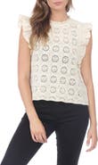 RAIN AND ROSE Openwork Cotton Top