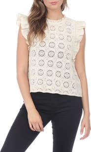 RAIN AND ROSE Openwork Cotton Top