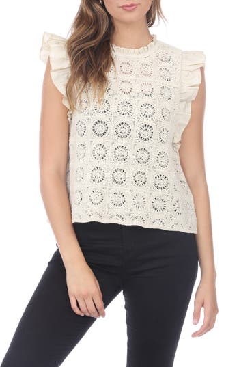 RAIN AND ROSE RAIN AND ROSE OPENWORK COTTON TOP 