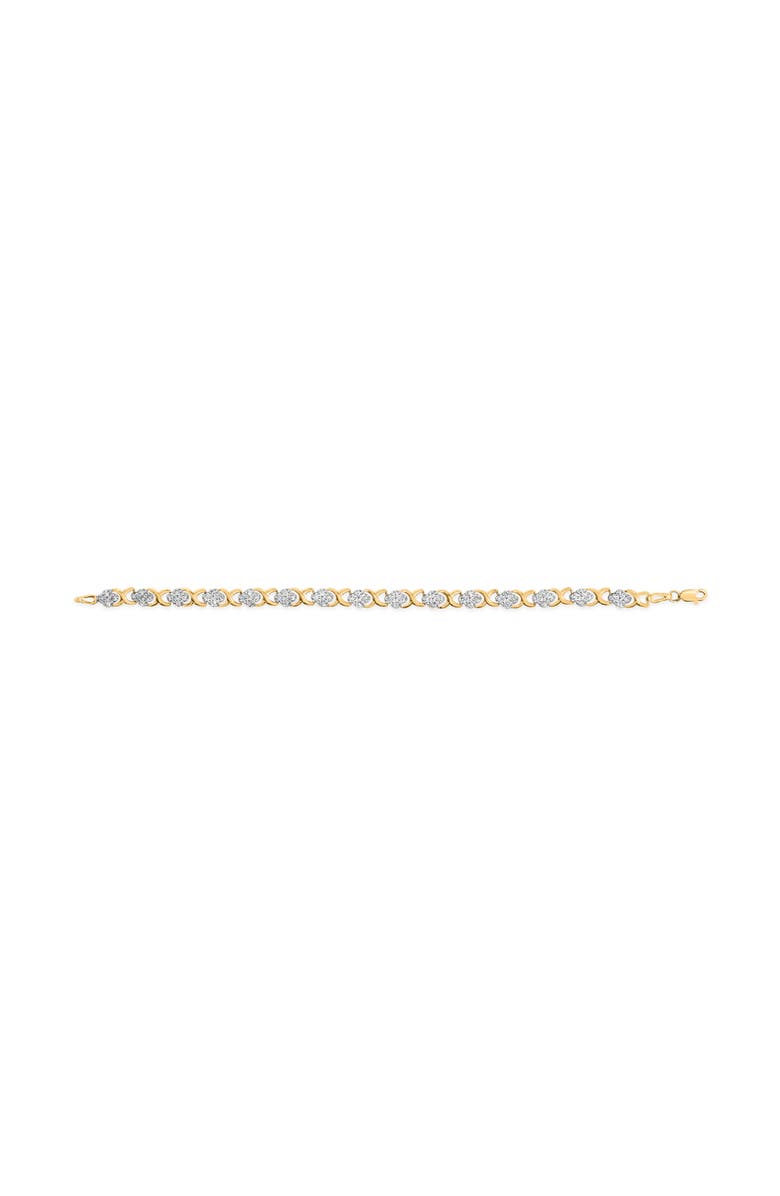 Haus of Brilliance 10K Yellow Gold 1.00 Ctw Diamond 5 Stone Floral Cluster and "X" Link Bracelet, Alternate, color, Yellow
