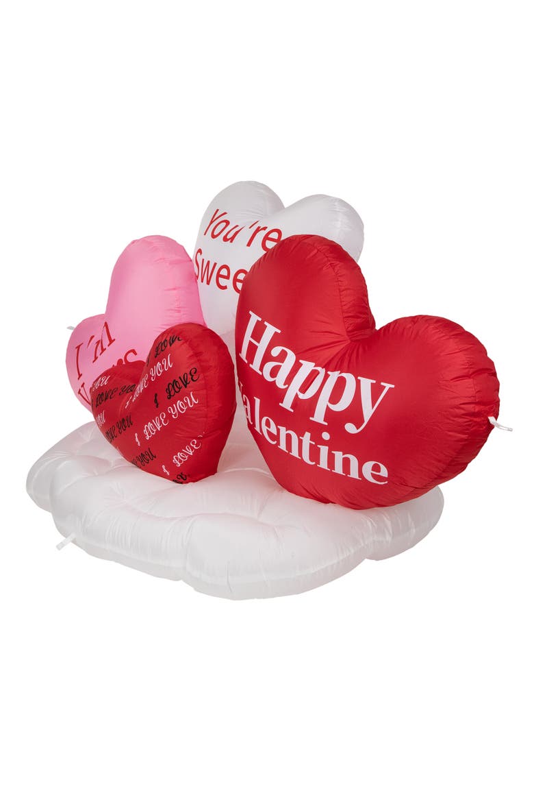 LED Lighted Inflatable Valentine's Day Conversation Hearts Outdoor Decoration - 5', Alternate, color, Red