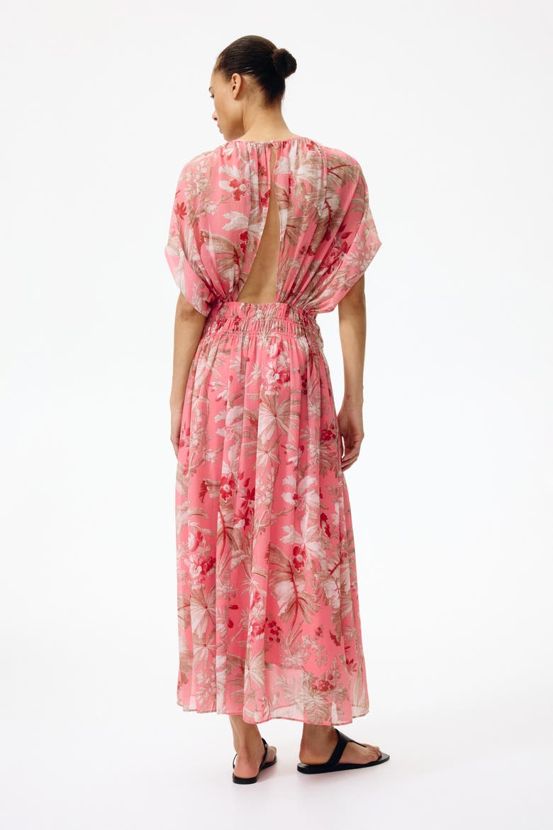 Cape-sleeved Chiffon Dress, Alternate, color, Pink/floral