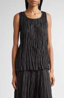 Lafayette 148 New York Scoop Neck Sleeveless Plissé Top