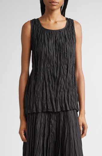 Lafayette 148 New York Scoop Neck Sleeveless Plissé Top