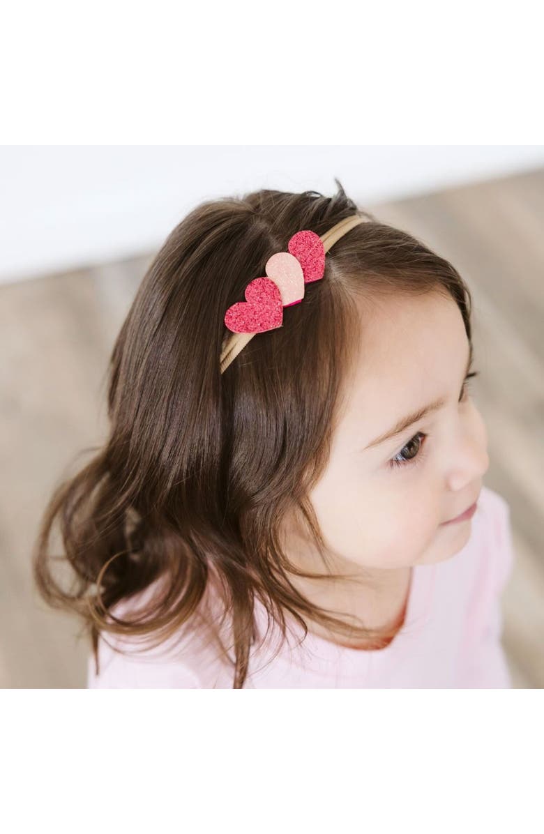 Sweet Wink Pink Sparkle Hearts Baby Headband, Alternate, color, Pink