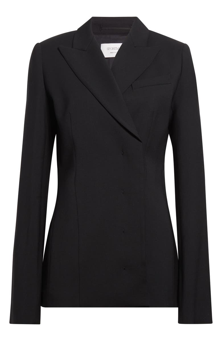 SPORTMAX Cocco Double Breasted Stretch Wool Blazer, Alternate, color, Black