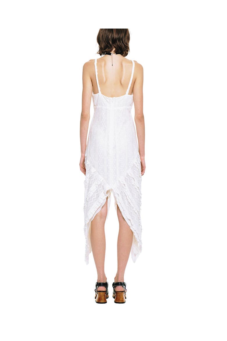 Floral Ruffle Stretch Lace Handkerchief Dress, Alternate, color, Cream