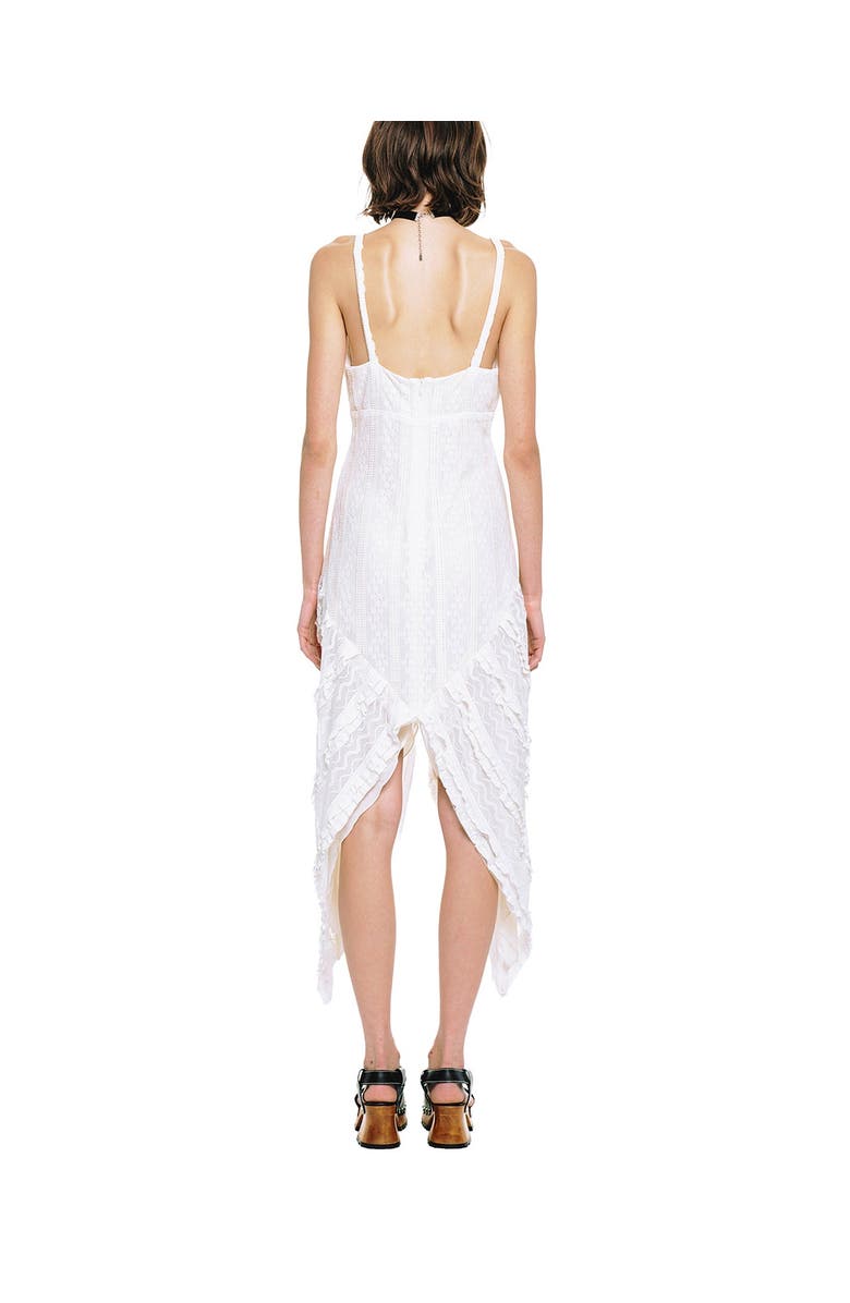 Anna Sui Floral Ruffle Stretch Lace Handkerchief Dress, Alternate, color, Cream