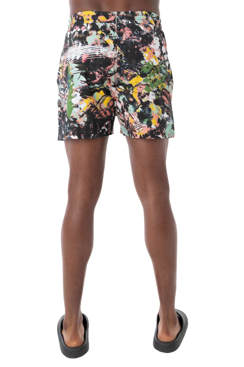 Frenzy print Pull On Shorts, Alternate, color, Black