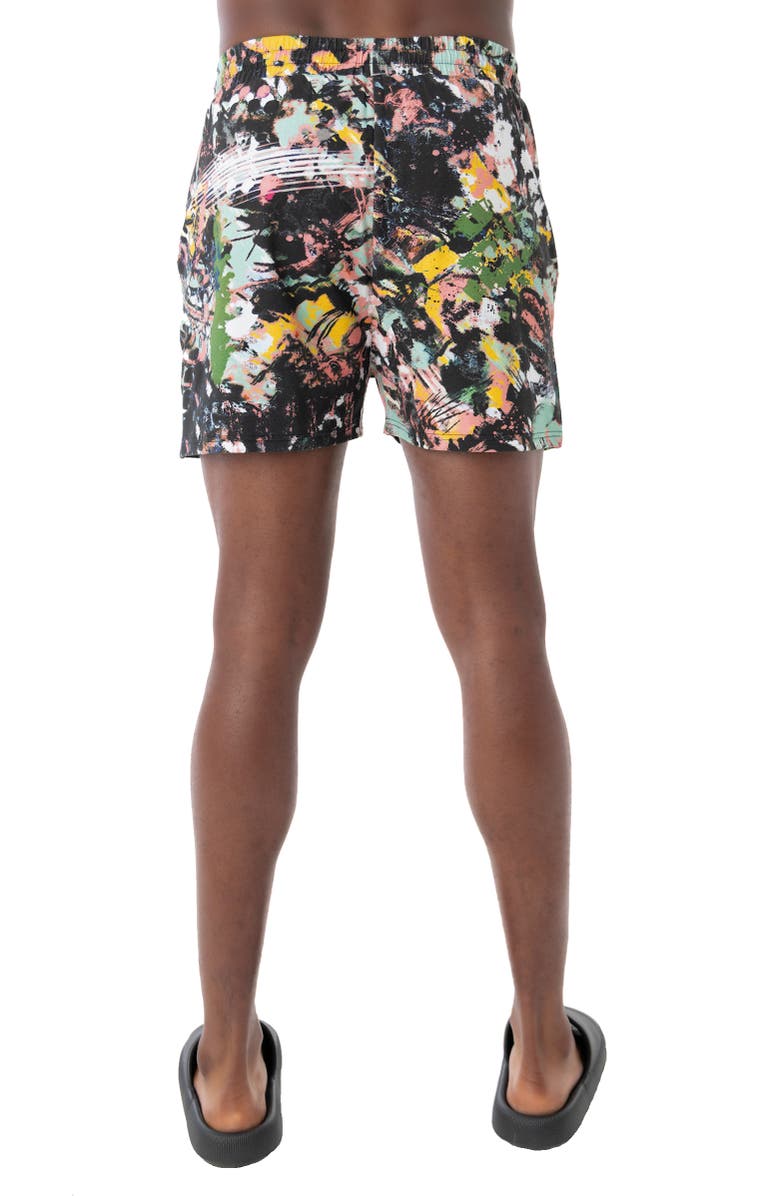 Dai Moda Frenzy print Pull On Shorts, Alternate, color, Black
