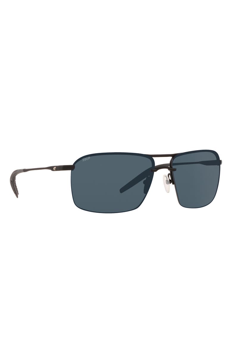 Costa Del Mar 62mm Oversize Rimless Rectangular Sunglasses, Alternate, color, Matte Black/ Gray