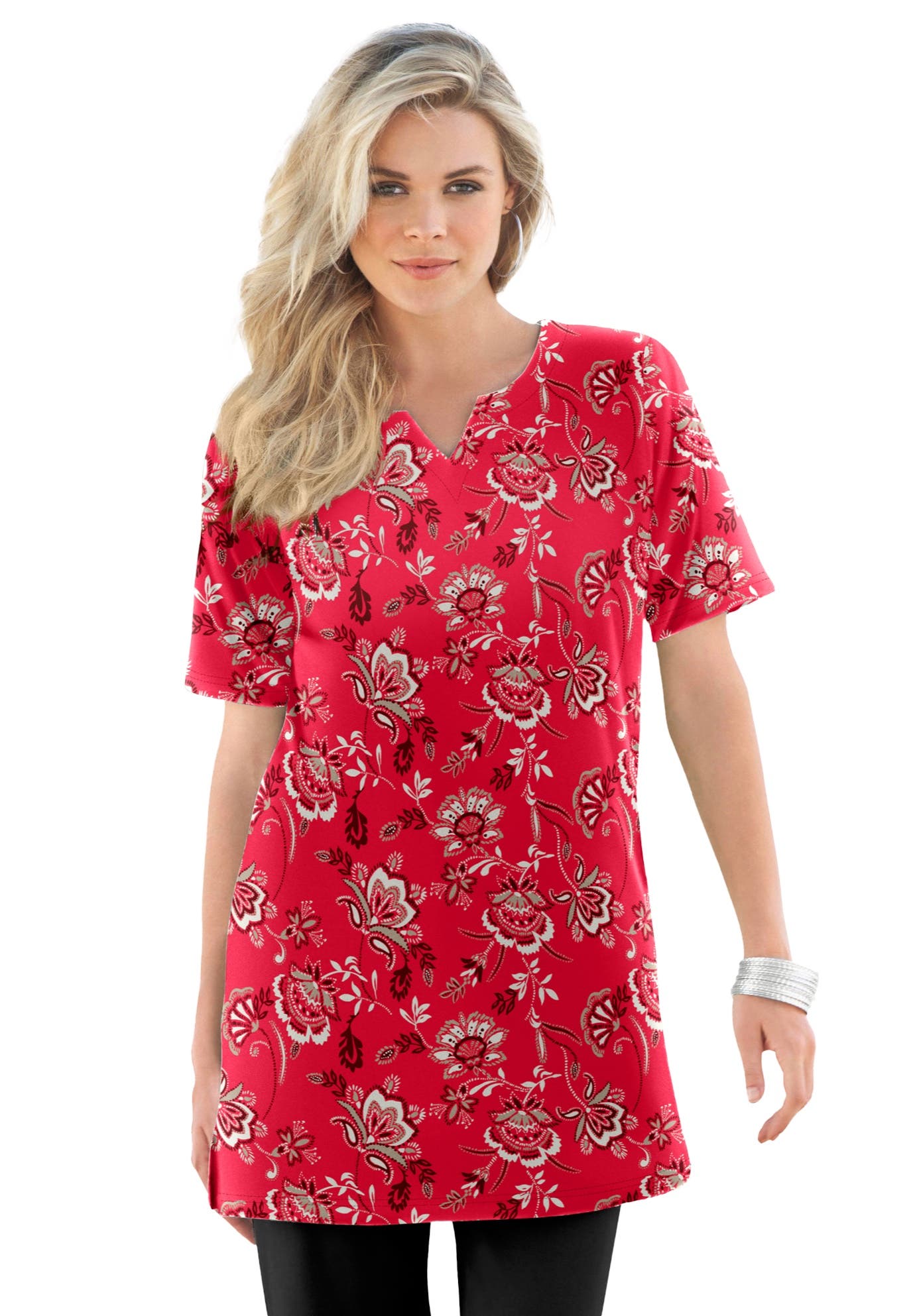 VIVID RED PORCELAIN FLORAL